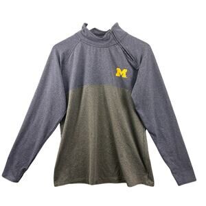 Michigan Wolverines Quarter Zip Pullover Gray Blue Rivalry Threads XL